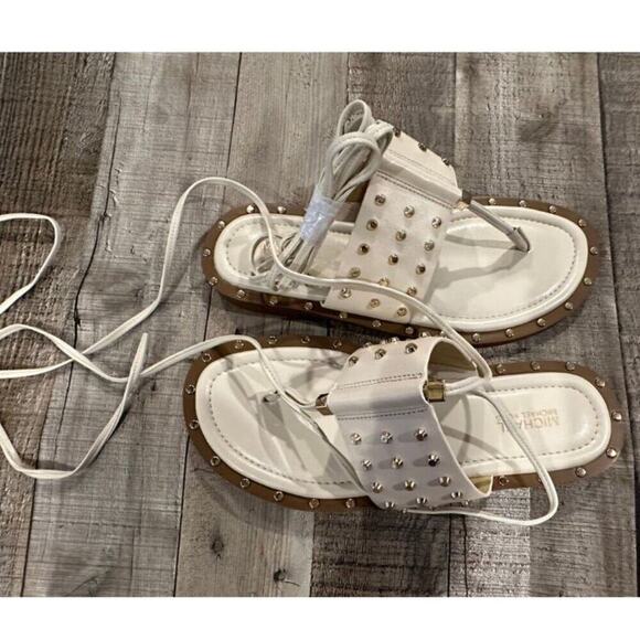 MICHAEL Michael Kors | Biege Jagger Ankle-Tie Studded Leather Sandal | S… - Picture 14 of 16